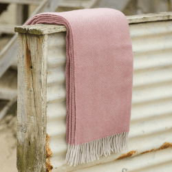 Image showing the Herringbone Throw, 150 x 183cm, Dusky Pink & Pearl product.
