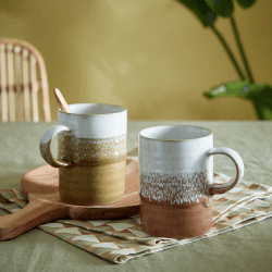 Image showing the Kiln Accents Set of 2 Mugs, 410ml, Ochre & Rust product.