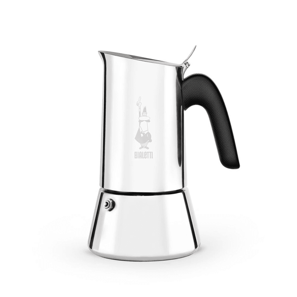Venus Induction stainless steel stovetop coffee maker, 6 cup, Silver