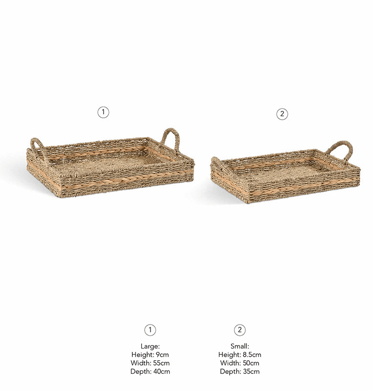 Bayford Set of 2 Woven Trays, Natural