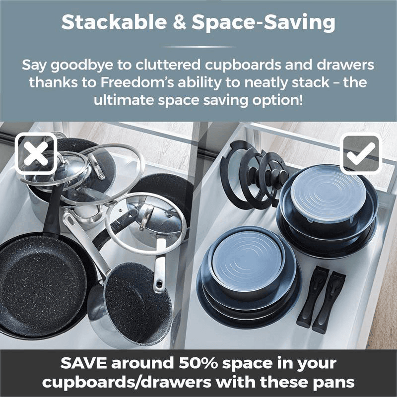 Freedom Non-stick 13 Piece Graphite Cookware Set, Black