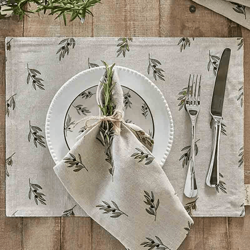 Olive Branch Set of 2 Placemats, Neutral