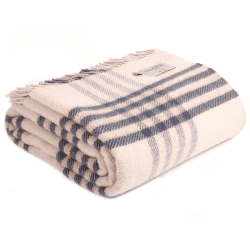 Image showing the Hex Check Pure New Wool Throw, 150 x 240cm, Blue Slate product.
