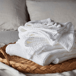 Image showing the Cotton Waffle Towel, Jumbo Bath Sheet, White product.