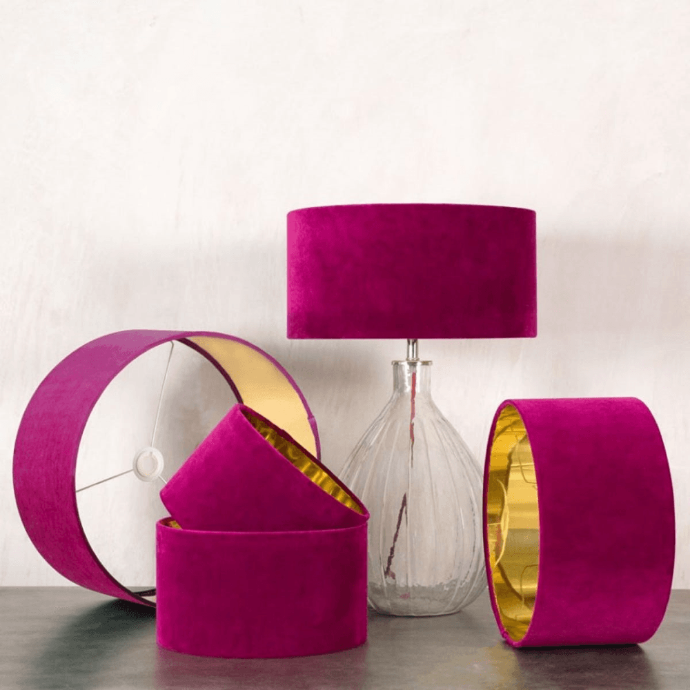 Tulip Pink Velvet 14" Lamp Shade