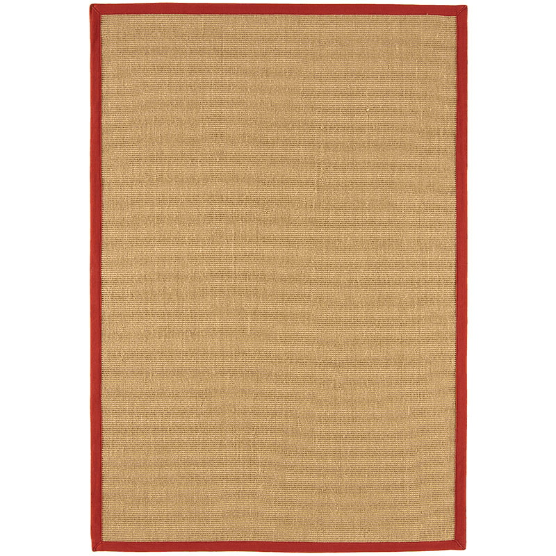 Sisal linen border runner, 160 x 230cm, red