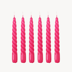 Image showing the Twist Set of 6 Dinner Candles, H20cm, Fushia product.