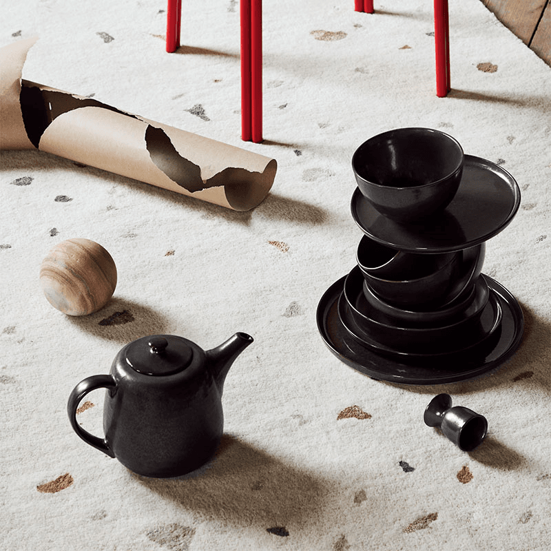 Nordic Coal Tea Cup & Saucer, 150ml, Black