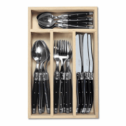 Image showing the 24 Piece Cutlery Set in Tray, Black product.