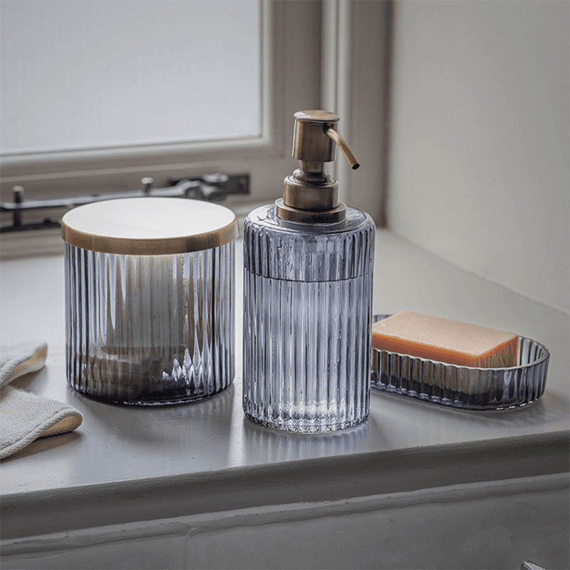 Valeska Recycled Glass Storage Pot, 450ml, Grey Smoke