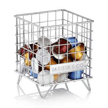 Image showing the Pod Cage coffee capsule storage, 18 x 14 x 14cm, Steel product.