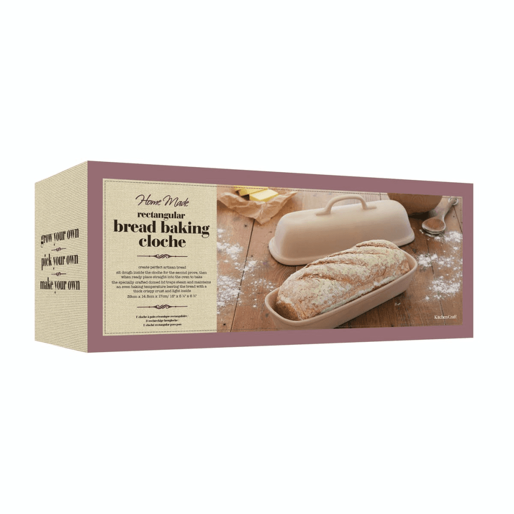 Rectangular stoneware bread baking cloche