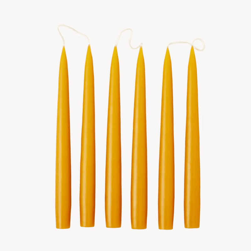 Set of 6 Tapered Dinner Candles, H25cm, Honey