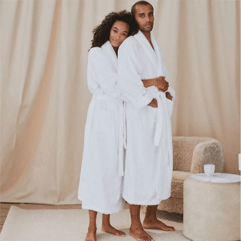 Image showing the Organic Cotton Large Classic Robe, White product.