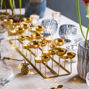 Image showing the Multi tea light holder, L56 x D13cm, Gold product.