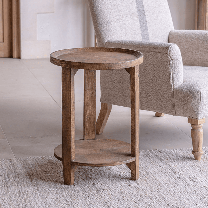 Triveni Mango Wood Side Table, Walnut
