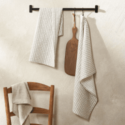 Image showing the Ditsy Set of 2 Heart Tea Towels, W50cm x L70cm, White/Grey product.
