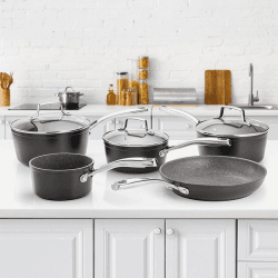 Image showing the Rocktanium Non-Stick 5 piece saucepan set, Aluminium product.