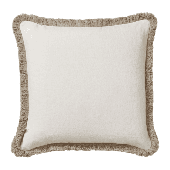 Image showing the Stonewashed Linen Cushion Cover with Fringing, 51cm, Off White product.