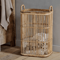 Image showing the Rammi Rattan Tall Laundry Basket, Natural product.