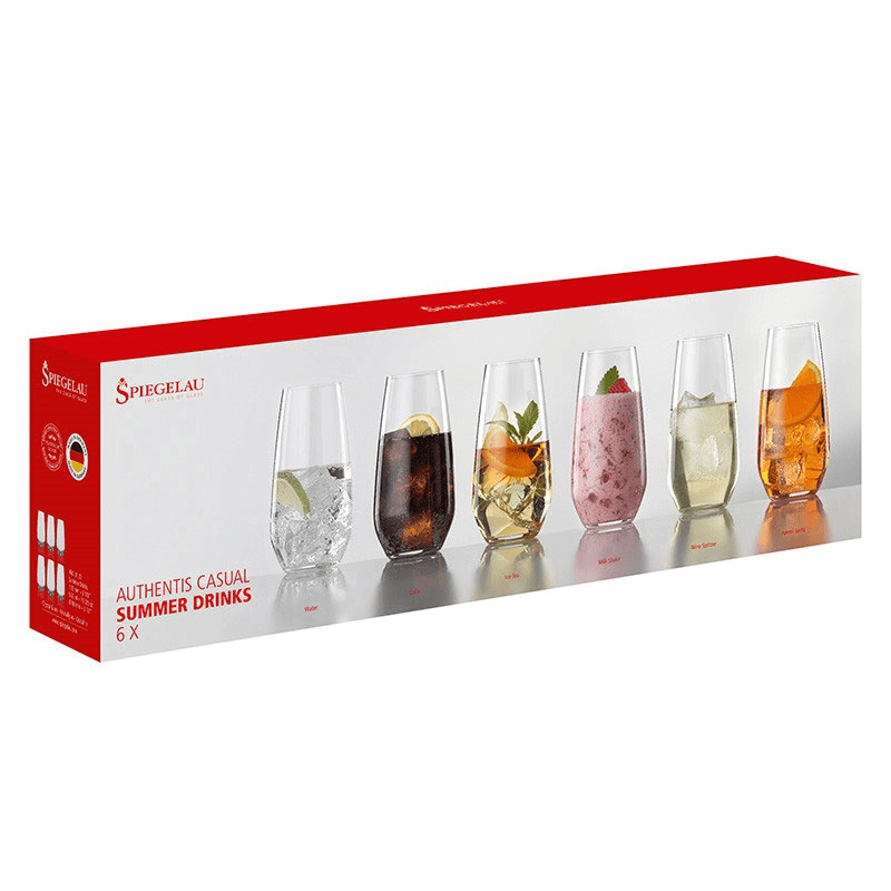 Authentis Casual Set of 6 Summer Drinks Glasses, 550ml, Clear