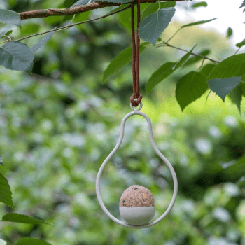Image showing the Fat Ball Bird Feeder, Pear, White/Blue product.