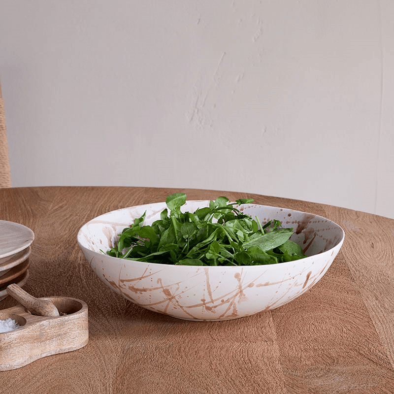 Canela Splatter Serving Bowl, D30cm, Dusty Terracotta