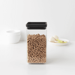 Image showing the Tasty+ Stackable Square Canister, 1.6L, Dark Grey Lid product.
