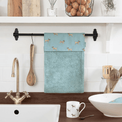 Image showing the Border Terrier Roller Hand Towel, Teal product.
