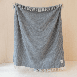 Image showing the Check Recycled Wool Blanket, 145 x 190cm, Charcoal Waffle product.