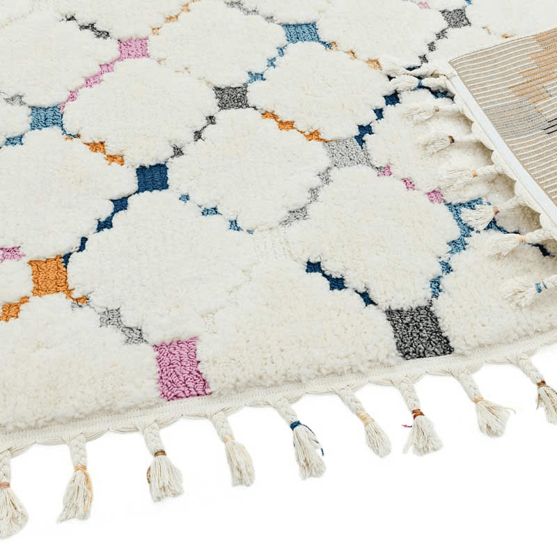 Ariana Moroccan Style Criss Cross Rug, 120 x 170cm, Cream & Multi