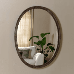 Image showing the Drishti Oval Mirror, Antique Black product.