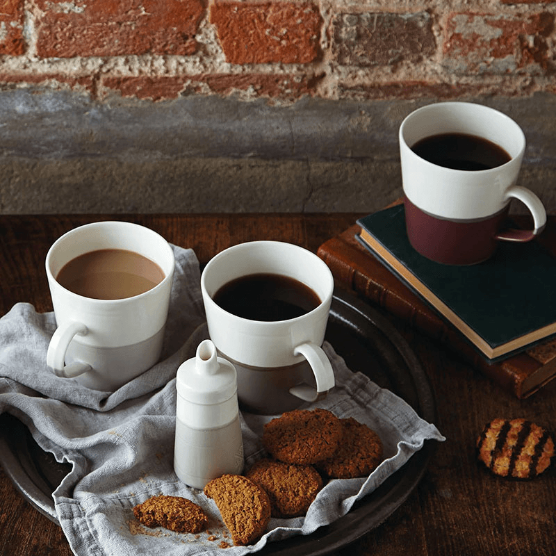 Coffee Studio Set of 4 grande mugs, 560ml, White/Grey