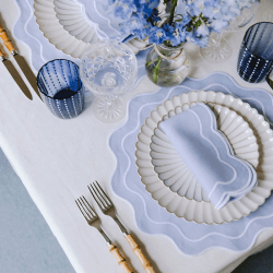 Image showing the Bella Set of 4 Placemats, D40cm, Blue &  White product.