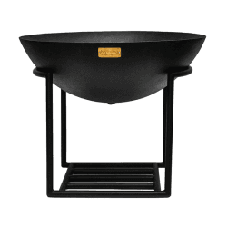 Image showing the Outdoor cast iron firebowl on stand, W57cm, Black product.