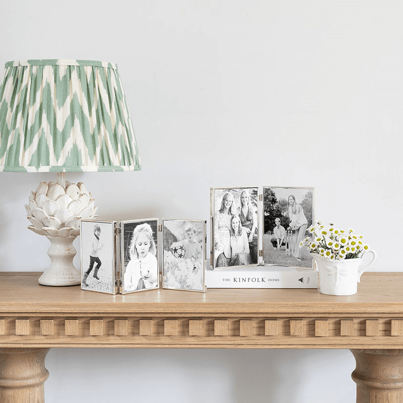 Fine Edged Double photograph frame, 5 x 7", Silver