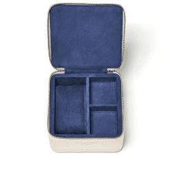 Image showing the Travel Watch & Ring Box, L12 x W12cm, Ivory Pebble product.