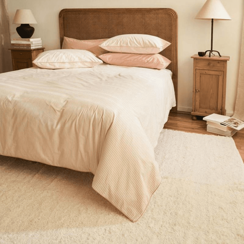 The Stripe 200 Thread Count Duvet Cover, Double, Clay Pink