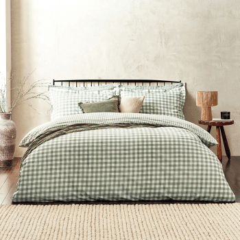 Image showing the Barton Gingham King Size Duvet Cover Set, Forest product.