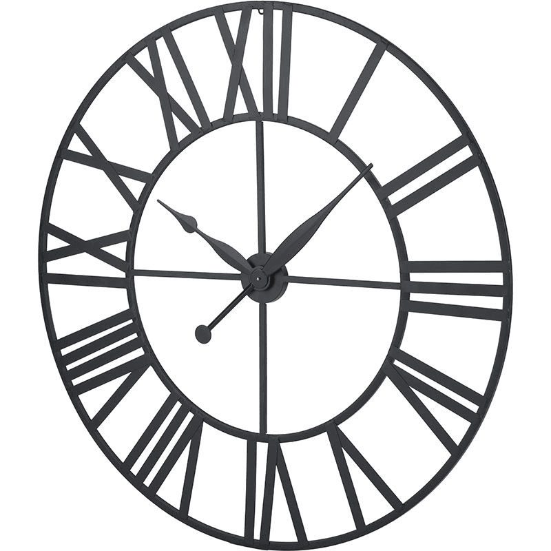 Metal Wall Clock, D120cm, Black