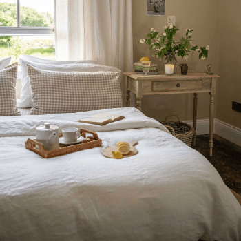 Image showing the Gingham Linen Pillowcase Pair, Standard, Mushroom product.