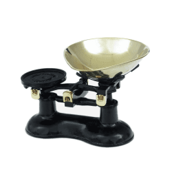 Image showing the Traditional kitchen scales, Black Cast Iron With Brass Bowl product.