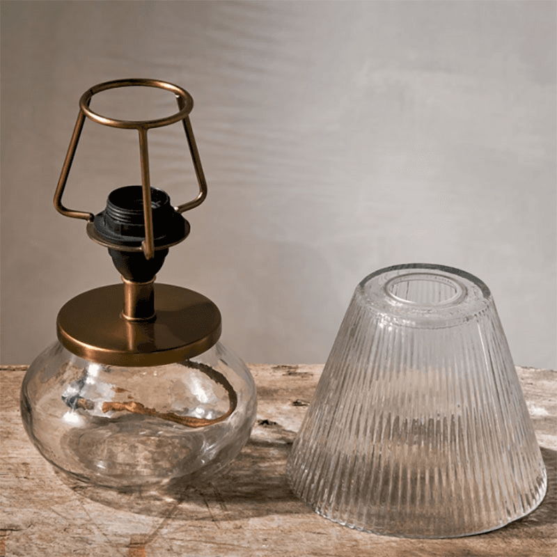Dimalai Recycled Glass Table Lamp, H27cm, Clear