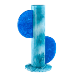 Image showing the Mustique Cylinder Vase, H31cm, Turquoise/Blue product.