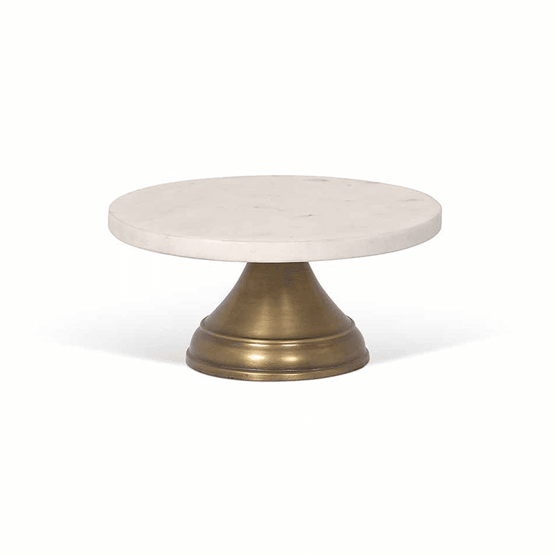 Brompton Marble Cake Stand, D25cm, Antique Brass Finish