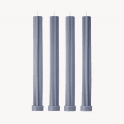 Image showing the Roma Set of 4 Dinner Candles, H27cm, Grey Blue product.