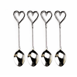Image showing the Love Heart Set of 4 Spoons, L12.5cm, Silver product.