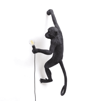 Image showing the Monkey Right hand hanging lamp, H21 x W37cm, Black product.