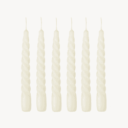 Image showing the Twist Set of 6 Dinner Candles, H20cm, Ivory product.