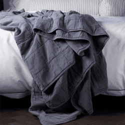 Image showing the Finn Cotton Quilted Throw, 230 x 260cm, French Blue product.